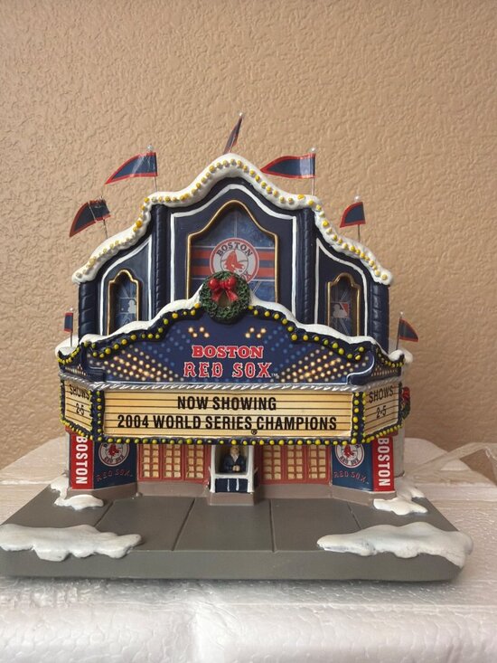 2005 Hawthorne Christmas Village Boston Red Sox Lighted Theater w/ COA Box Cord - Picture 13 of 16